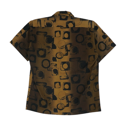 Brown Graphic Short Sleeve Button Down