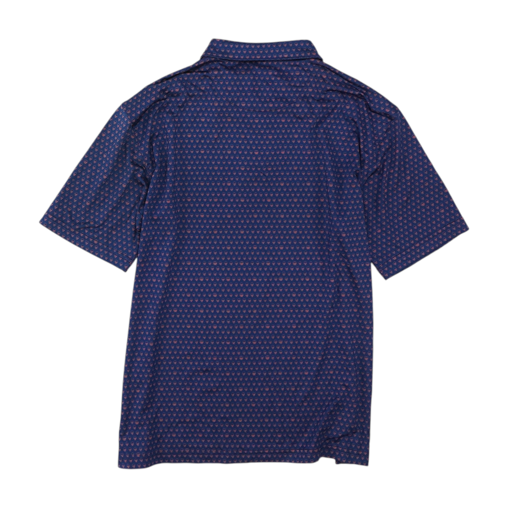 Navy Print Short Sleeve Polo