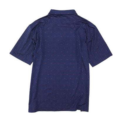 Navy Print Short Sleeve Polo