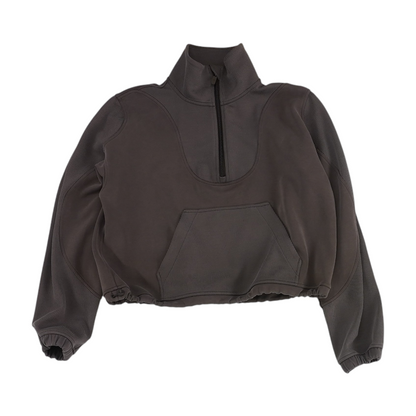 Brown Solid 1/4 Zip Pullover