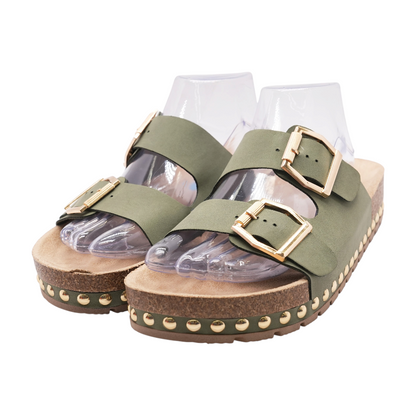 Olive Flat Sandals