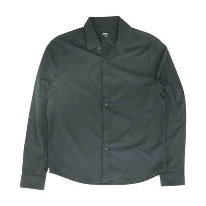Black Solid Long Sleeve Button Down