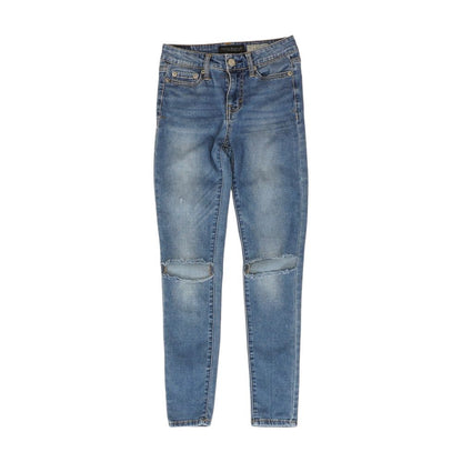 Blue Solid Mid Rise Jeans