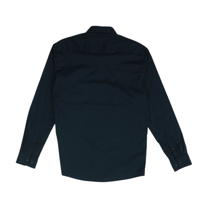 Black Solid Long Sleeve Button Down