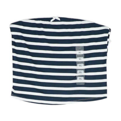 Navy Striped Cropped Blouse
