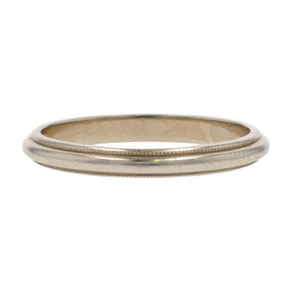 14K White Gold Thin Beaded Edge Band