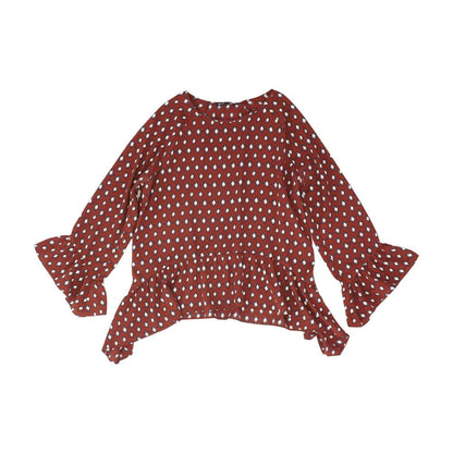 Red Misc. Long Sleeve Blouse