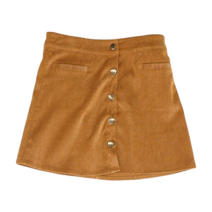 Brown Solid Midi Skirt