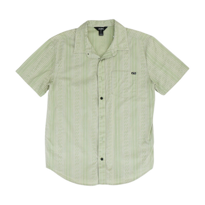 Green Striped Short Sleeve Button Down