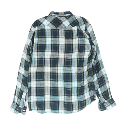 Navy Plaid Long Sleeve Button Down