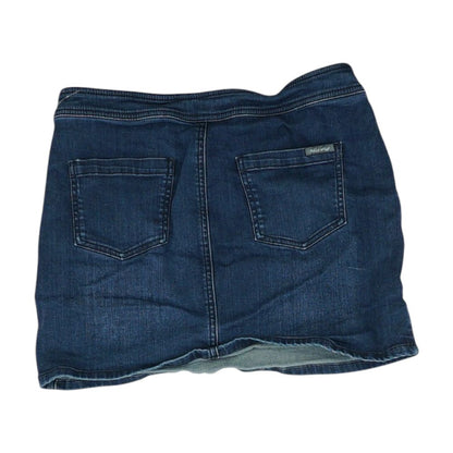 Blue Solid Mini Skirt