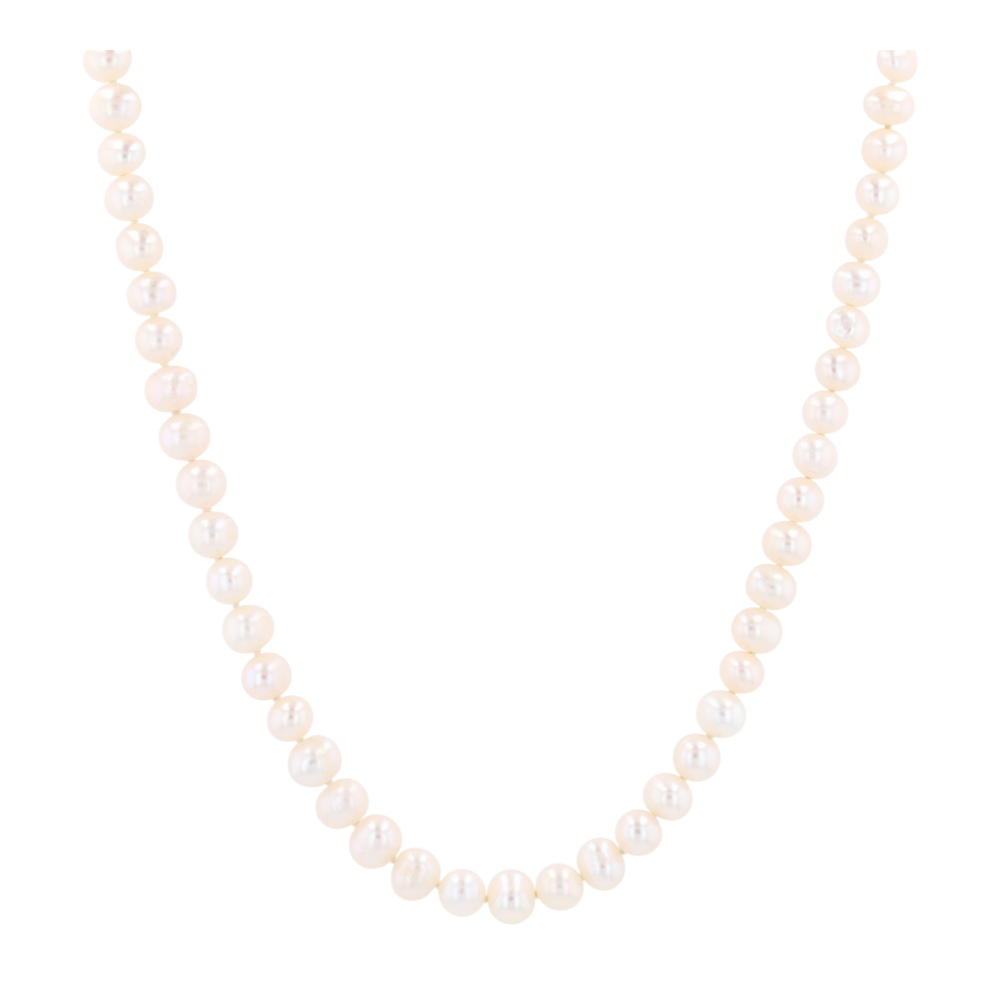 14K Yellow Gold Cultured Pearl Beaded Necklace