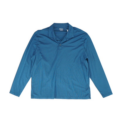 Teal Print Long Sleeve Polo