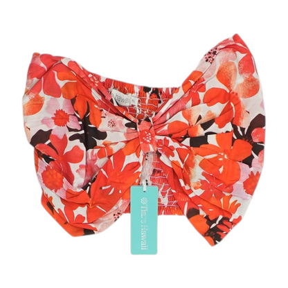 Red Floral Cropped Blouse
