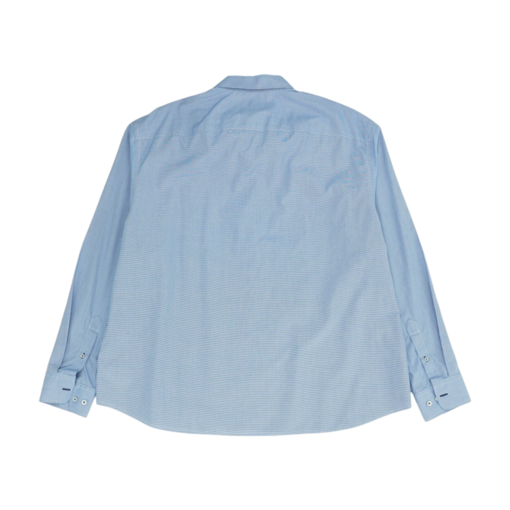 Blue Solid Long Sleeve Button Down