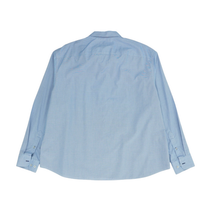 Blue Solid Long Sleeve Button Down