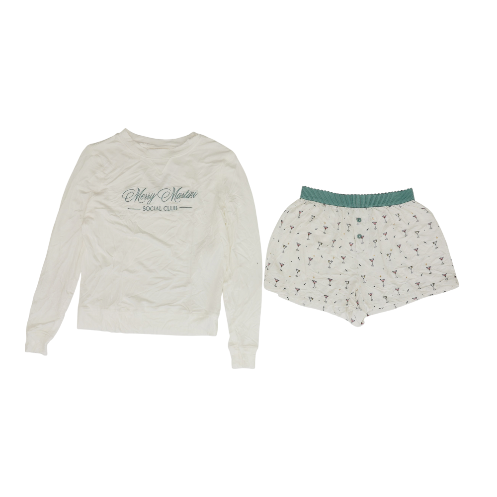 Honeydew White Solid Pajama Set – Image 1