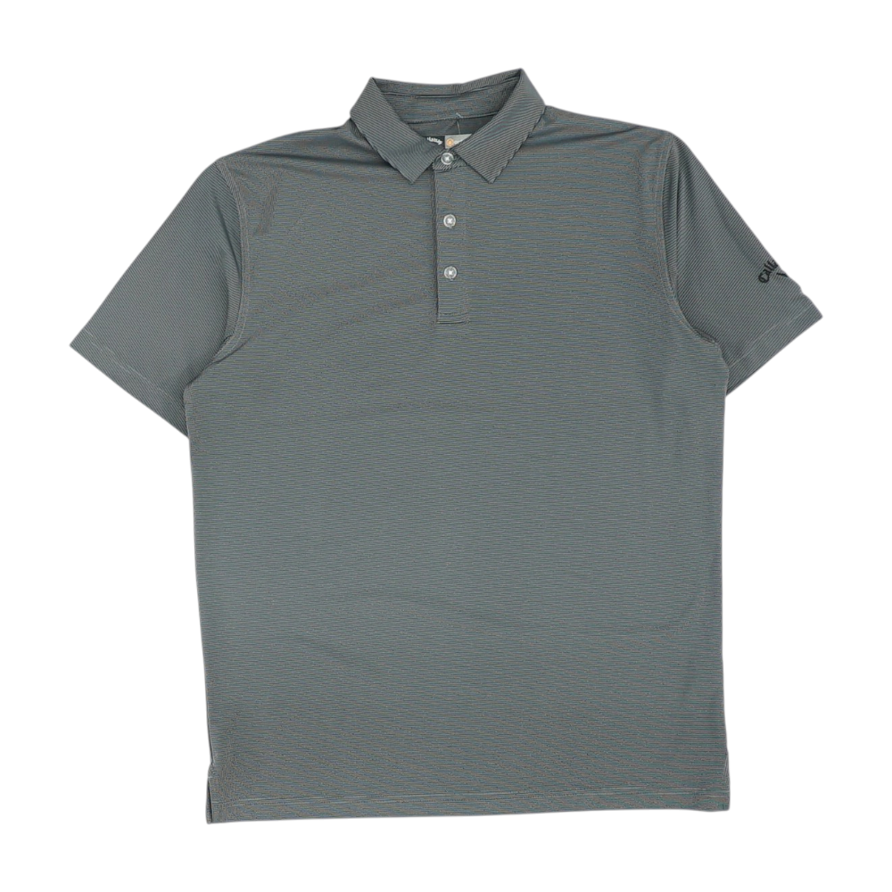 Gray Striped Short Sleeve Polo