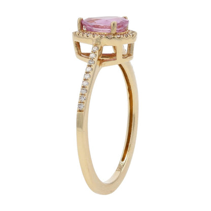 3/4 Ct And 1/10 Ct 14K Gold Pear Pink Sapphire With Diamond Shank Promise Ring