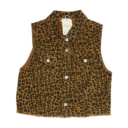 Brown Animal Print Casual Vest