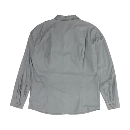 Gray Solid Long Sleeve Button Down