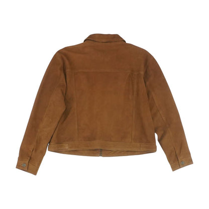 Brown Solid Suede Leather Jacket