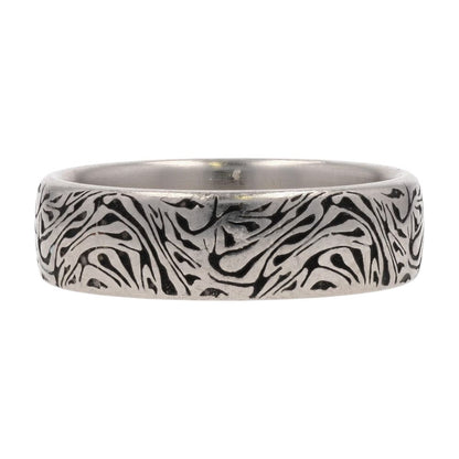Platinum The Samurai Faux Mokume Pattern Band