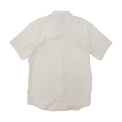 White Solid Short Sleeve Button Down