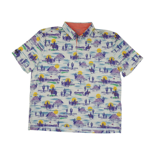 Beige Big & Tall Graphic Short Sleeve Polo