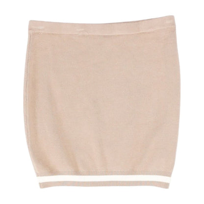 Beige Solid Mini Skirt