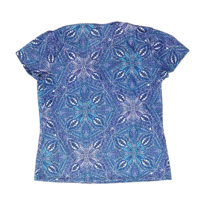 Blue Graphic Short Sleeve Blouse