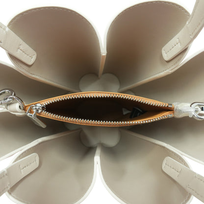Flower Bucket Leather Handbag in Cream