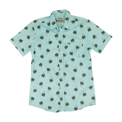 Blue Graphic Short Sleeve Button Down
