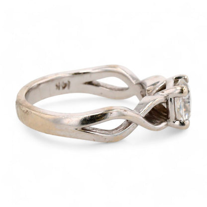 1.00 ct 14K White Gold Forever One Solitaire Moissanite Engagement Ring