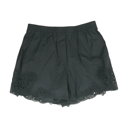 Black Solid Knit Shorts