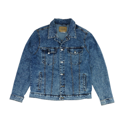 Blue Solid Denim Jacket