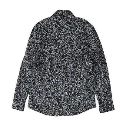 Navy Print Long Sleeve Button Down