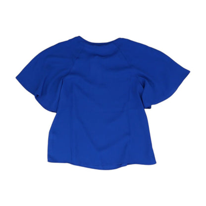 Blue Solid Short Sleeve Blouse
