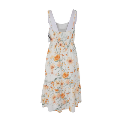 Cream Floral Midi Dress