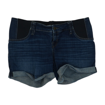 Blue Maternity Solid Denim Shorts