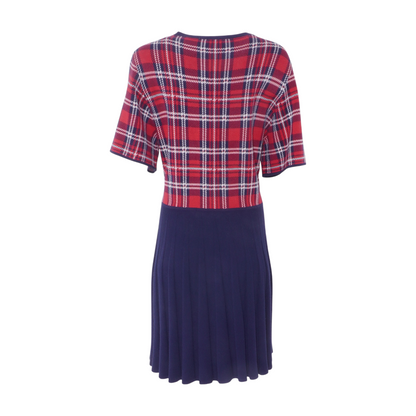 Navy Color Block Midi Dress