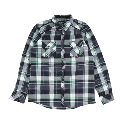 Black Plaid Long Sleeve Button Down