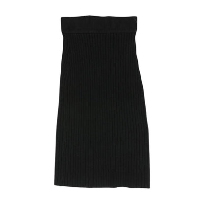 Black Solid Midi Skirt