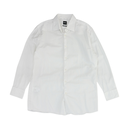 White Solid Long Sleeve Button Down