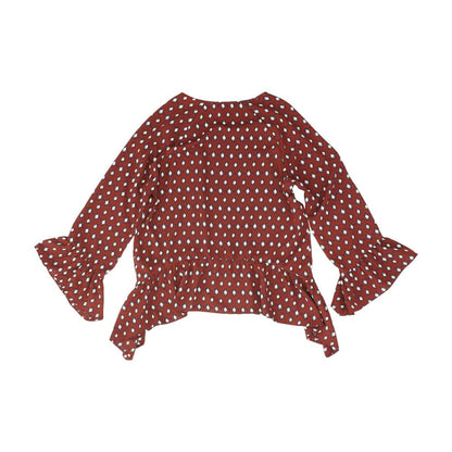 Red Misc. Long Sleeve Blouse