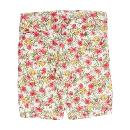 White Floral Chino Shorts