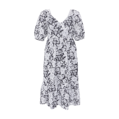 Black Floral Midi Dress