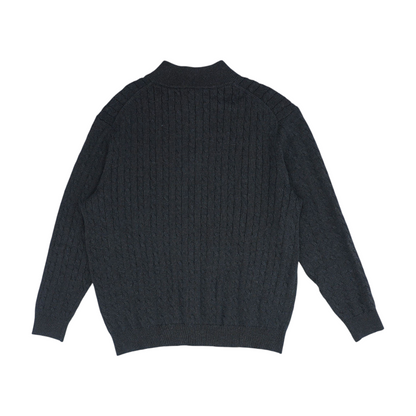 Brown Solid 1/4 Zip Sweater