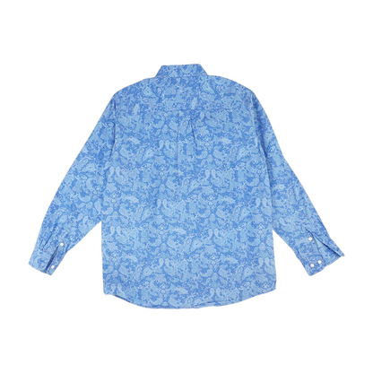 Blue Paisley Long Sleeve Button Down