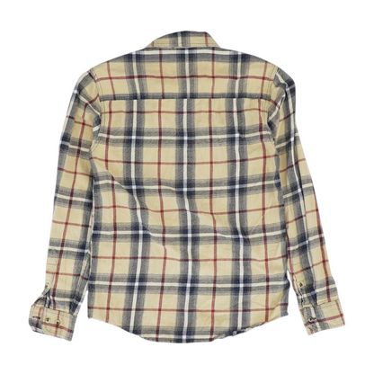Beige Plaid Flannel Button Down